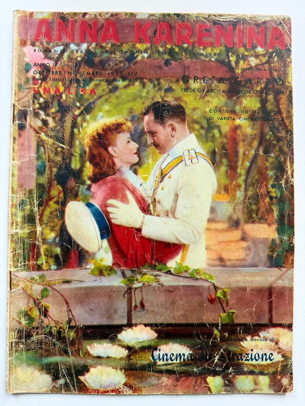 RARE Italian 1935 Greta Garbo Magazine Anna Karenina Fredric March Grand Hotel